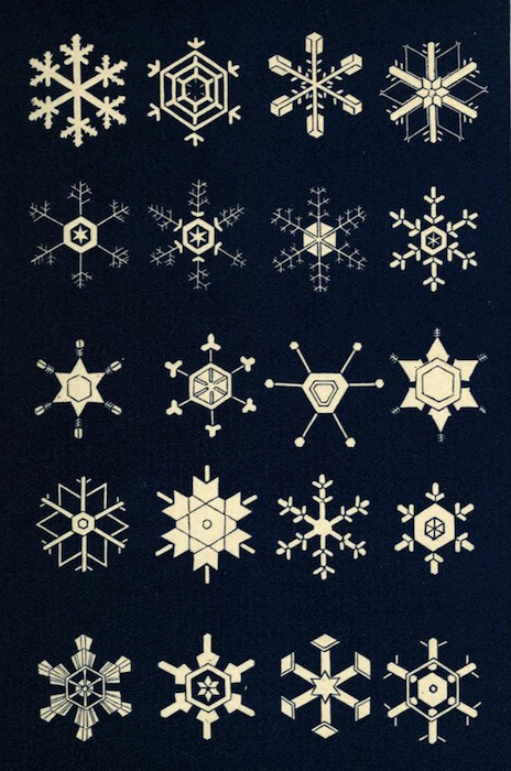 Illustration de l'ouvrage : Snowflakes: a chapter from the Book of Nature (1863) - Internet Archive - Numérisé par la California Digital Library. Domaine public. 