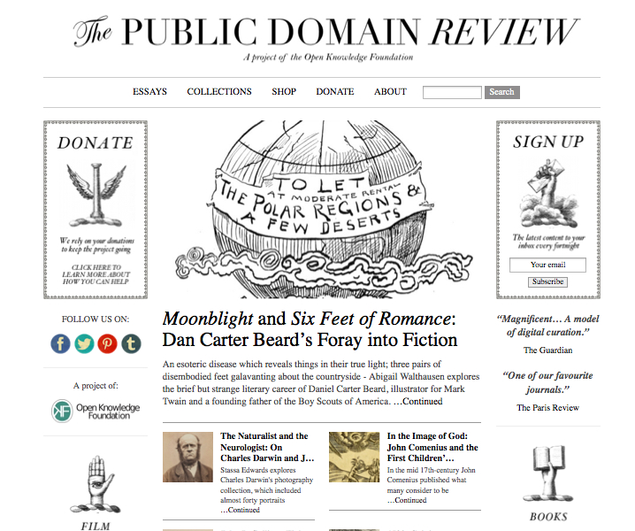 La Public Domain Review (CC-BY-SA, consultée le 13 juin 2014)