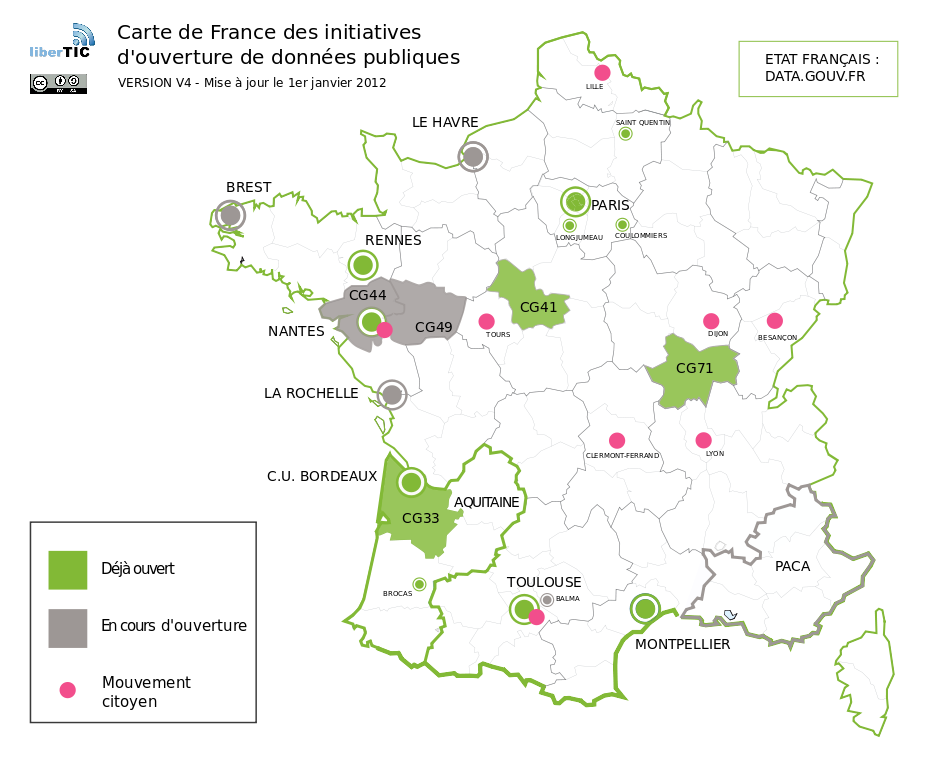 carte de France de l'open data