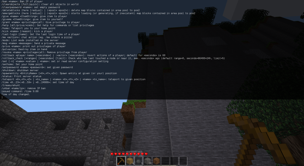 Utilisez le HUD pour tchater ou taper des commandes