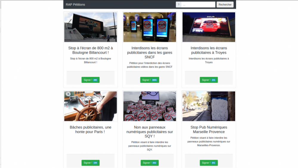 Capture écran Pytition v1 Capture écran Pytition v1