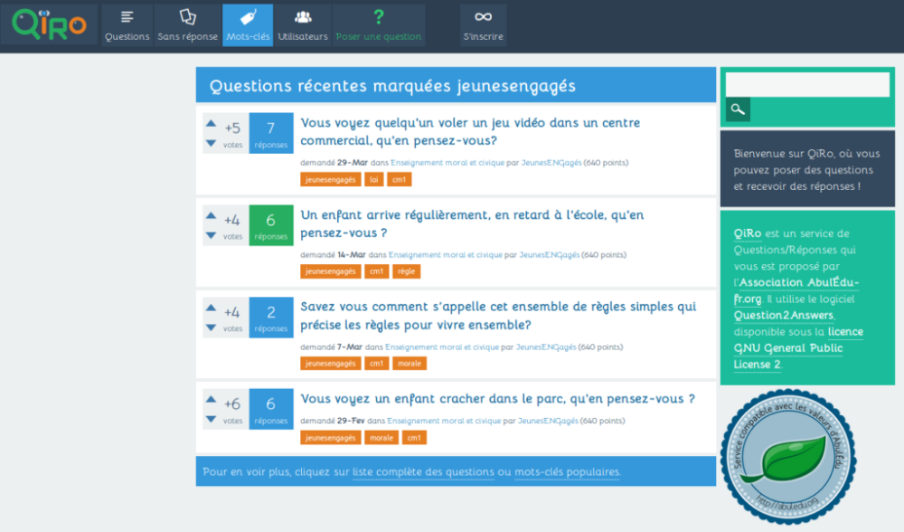 Qiro, le service de questions / réponses de l'association AbulÉdu-fr