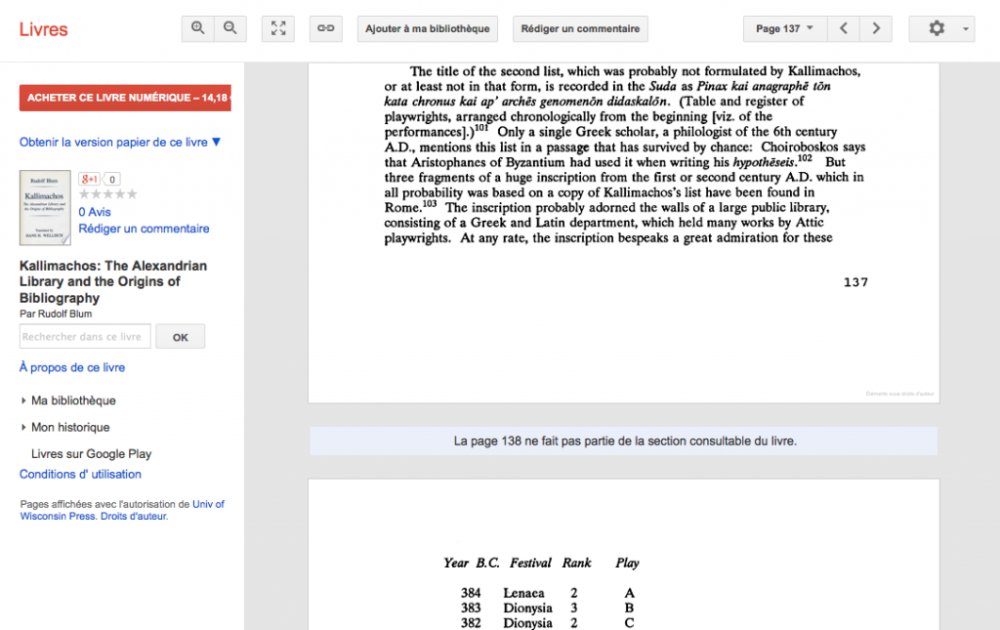 Page non consultable de Google Books
