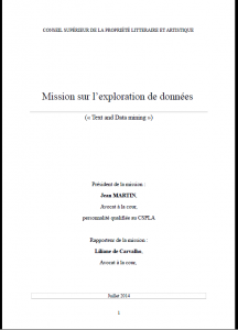 CSPLA - Mission sur l'exploration de données