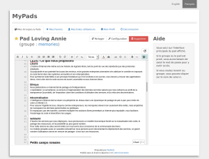 Pad affiché dans MyPads