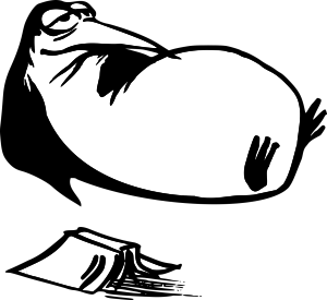 Notre mascotte dessinée par L.L. de Mars en pleines révisions.