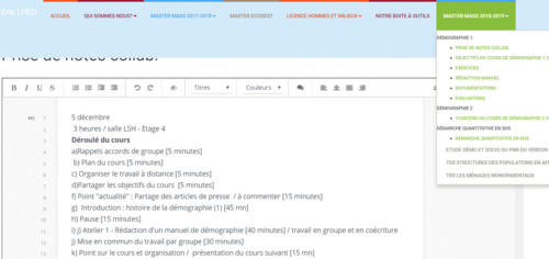 wiki espace de travail collabortaif des étudiants