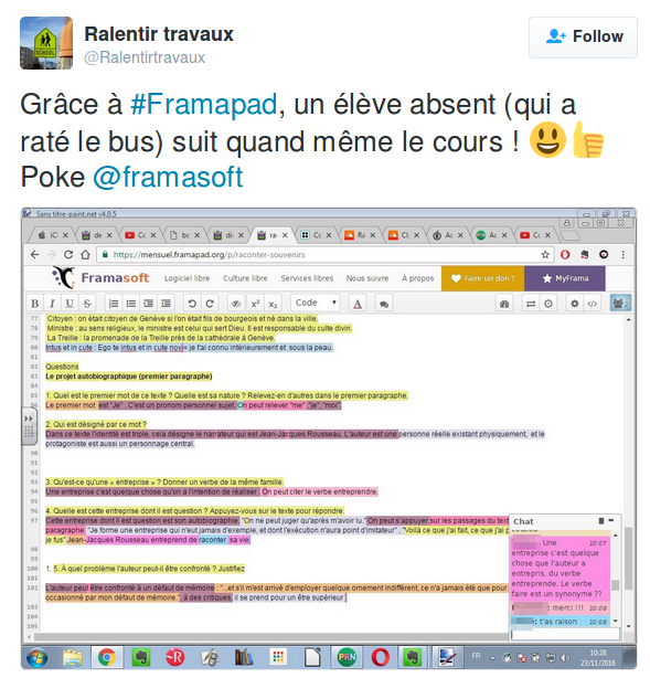 Témoignage usage de Framapad à l'école