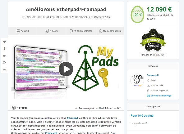 Campagne Framapad Ulule Succès