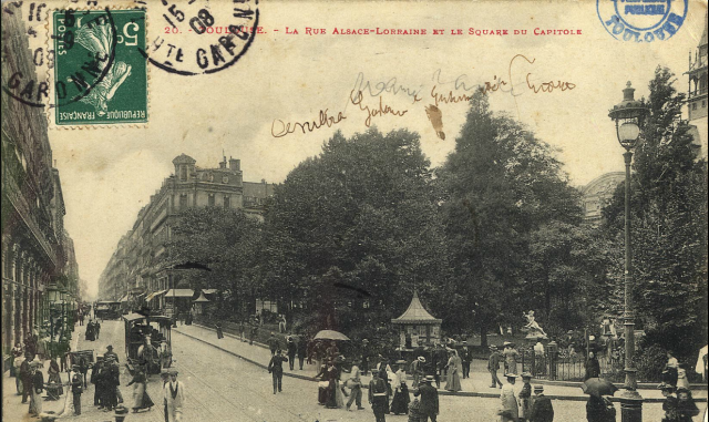 Toulouse. La rue Alsace-Lorraine et le square du Capitole. Source : Archives municipales de Toulouse.