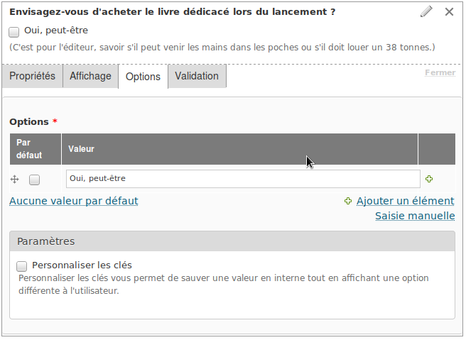 Ajout d'une case à cocher