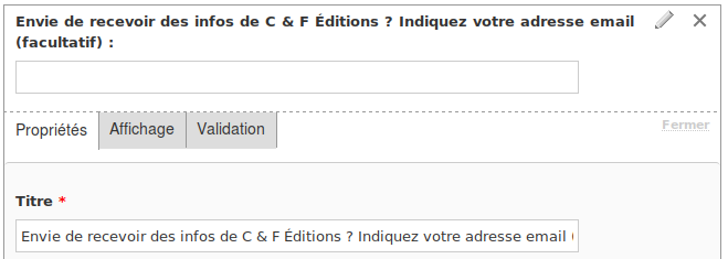 Ajout d'un champ courriel