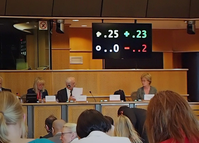 photo provenant du blog de Julia Reda, vote final de la commission JURI