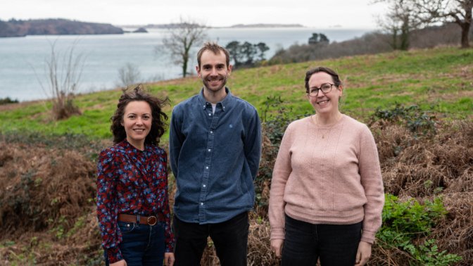 De gauche à droite : Catrinel Popescu-Yhuel, Maxime Huet et Morgane Le Meur, responsable activité et référente projets européens au Technopôle Brest-Iroise © Technopôle Brest-Iroise