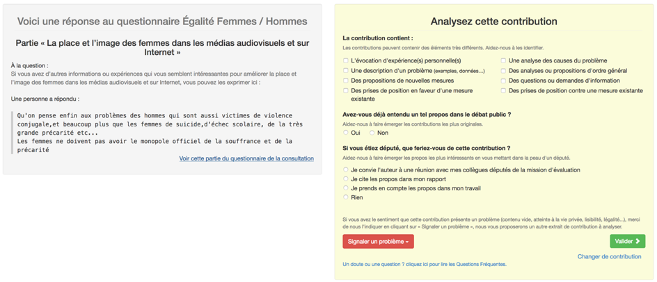 Exemple de questionnaire proposé aux rapporteurs citoyens pour analyser une contribution