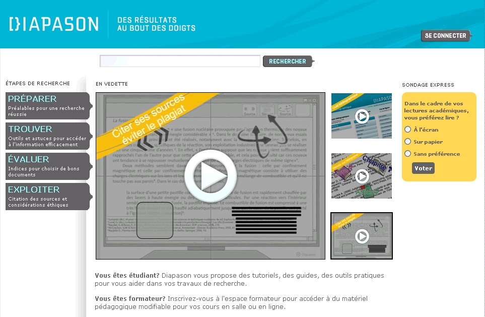 Diapason : des ressources éducatives libres pour une communauté d'apprentissage -
